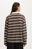 Oversized Long Sleeve Graphic Polo, RHODE ISLAND / BROWN STRIPE - example image 3