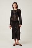 Leila Ladder Yarn Maxi Dress, BLACK - alternate image 1