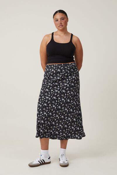 Bloom Maxi Slip Skirt, ELODIE DITSY BLACK