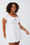 Curve Milly Sweetheart Puff Sleeve Mini Dress, WHITE