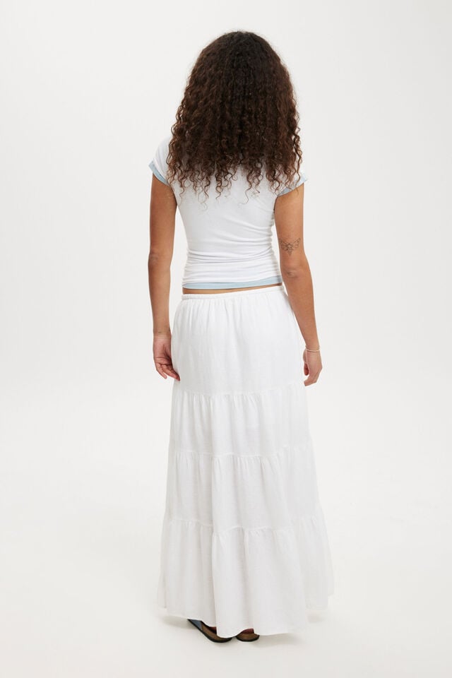 Haven Tiered Maxi Skirt, WHITE