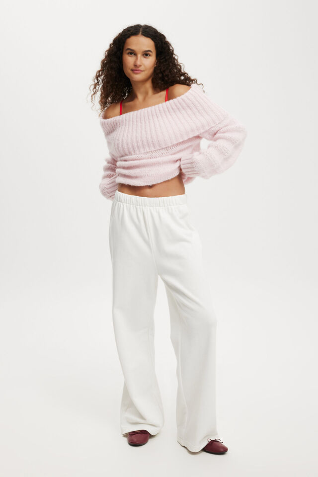 Classic Fleece Wide Leg Sweatpant, WHITE