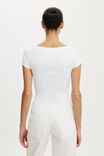 Boatneck Cap Sleeve Tee, WHITE - example image 3