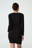 Vestido - Rib Long Sleeve Mini Dress, BLACK - vista alternativa 3