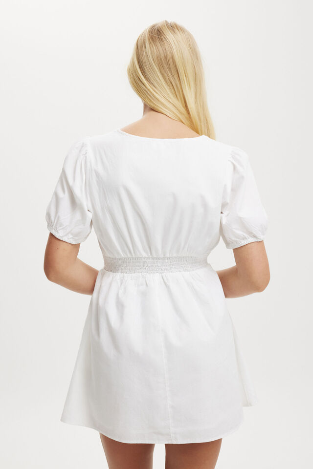 Allegra Tie Detail Mini Dress, WHITE