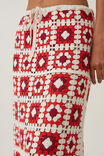 Crochet Knit Maxi Skirt, ECRU/ SUMMER RED - alternate image 3
