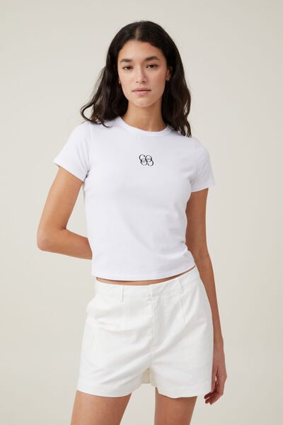 Camiseta - Fitted Graphic Longline Tee, ROY/WHITE