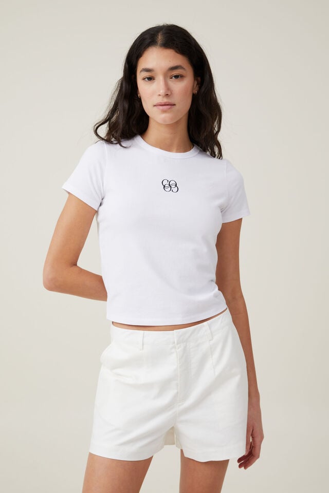 Fitted Graphic Longline Tee, ROY/WHITE
