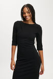 Bella 3/4 Sleeve Maxi Dress, BLACK - alternate image 2