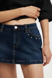 Micro Low Denim Skirt, STUDDED SAPPHIRE BLUE - example image 4
