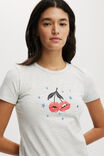 Fitted Graphic Longline Tee, BISOU BISOU/SOFT GREY MARLE - alternate image 2
