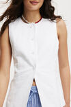 Sienna Linen Cotton Vest, WHITE - alternate image 4