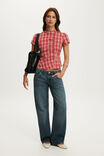 Nikki Button Through Blouse, RED CHECK - example image 2