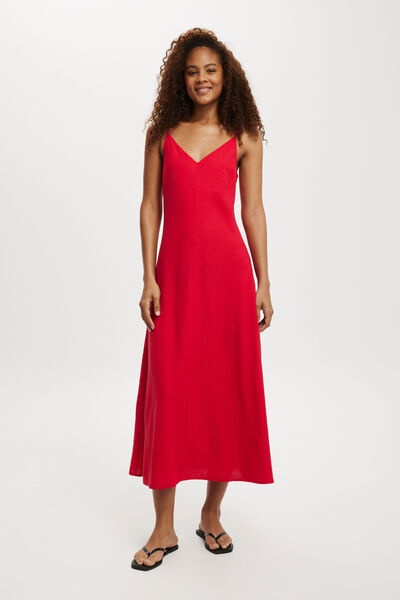 Haven V Neck Maxi Dress, RED