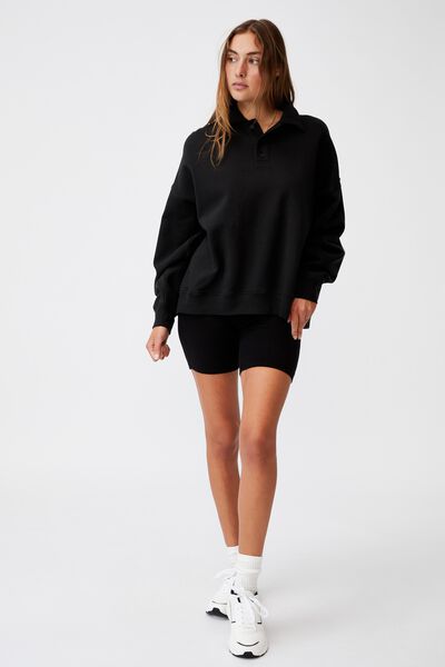 Classic Rugby Fleece Pullover, WASHED BLACK
