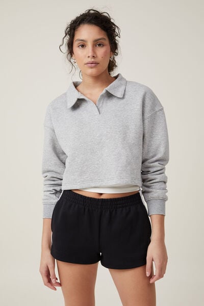 Moletom - Classic Fleece Collared Sweatshirt, GREY MARLE