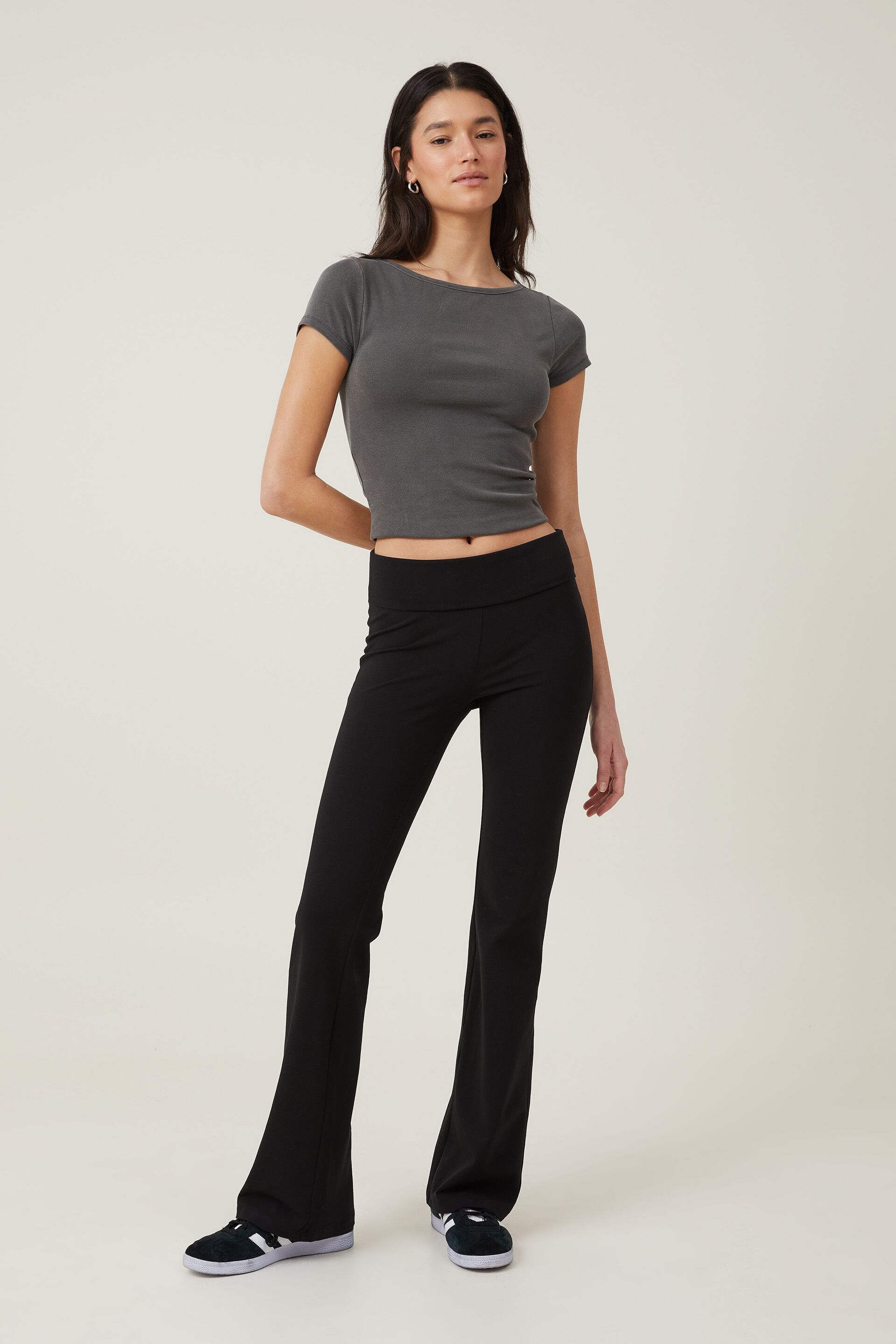 Jeans & Trousers | Black Low Waist Trousers | Freeup
