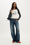 Billie Eilish Music Fitted LS Raglan Graphic Tee, LCN BRA BILLIE EILISH / VINTAGE WHITE - example image 2