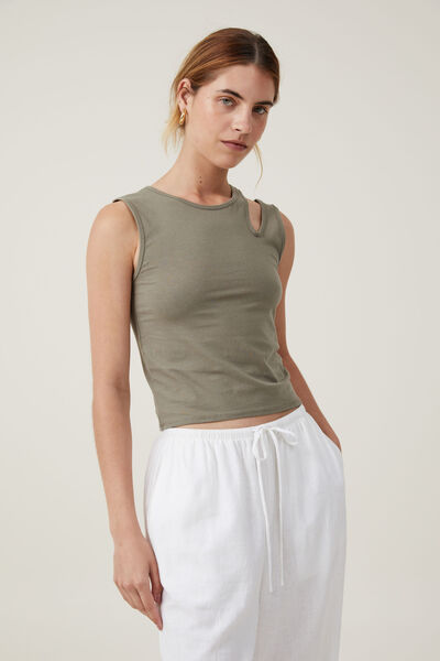 Bailey Cut Out Tank, WOODLAND