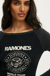 Ramones Music Fitted LS Raglan Graphic Tee, LCN MT RAMONES WINTER 1978 / BLACK - example image 4