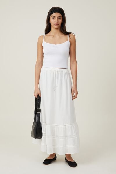 Rylee Lace Maxi Skirt, WHITE