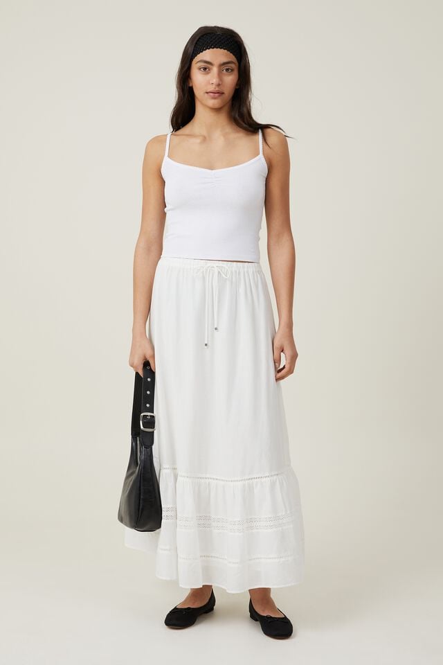 Rylee Lace Maxi Skirt, WHITE