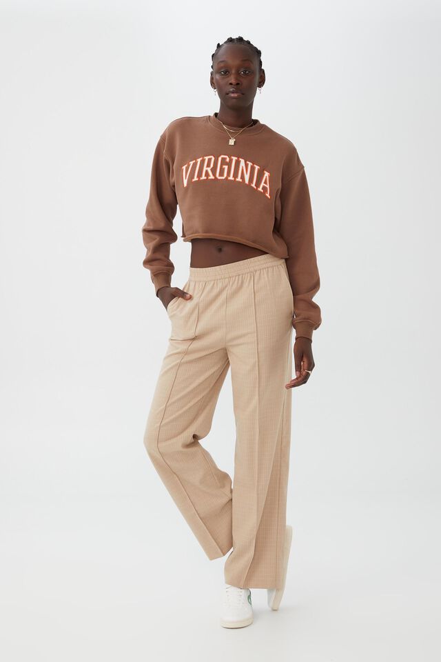 Classic Graphic Cropped Crew, VIRGINIA/LIGHT BROWN