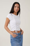 Marli Rouched Front Short Sleeve Top, OFF WHITE - alternate image 1