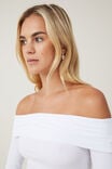 Camiseta - Staple Rib Off Shoulder Long Sleeve Top, WHITE - vista alternativa 4
