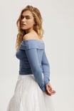 Staple Rib Off Shoulder Long Sleeve Top, ELEMENTAL BLUE - alternate image 3