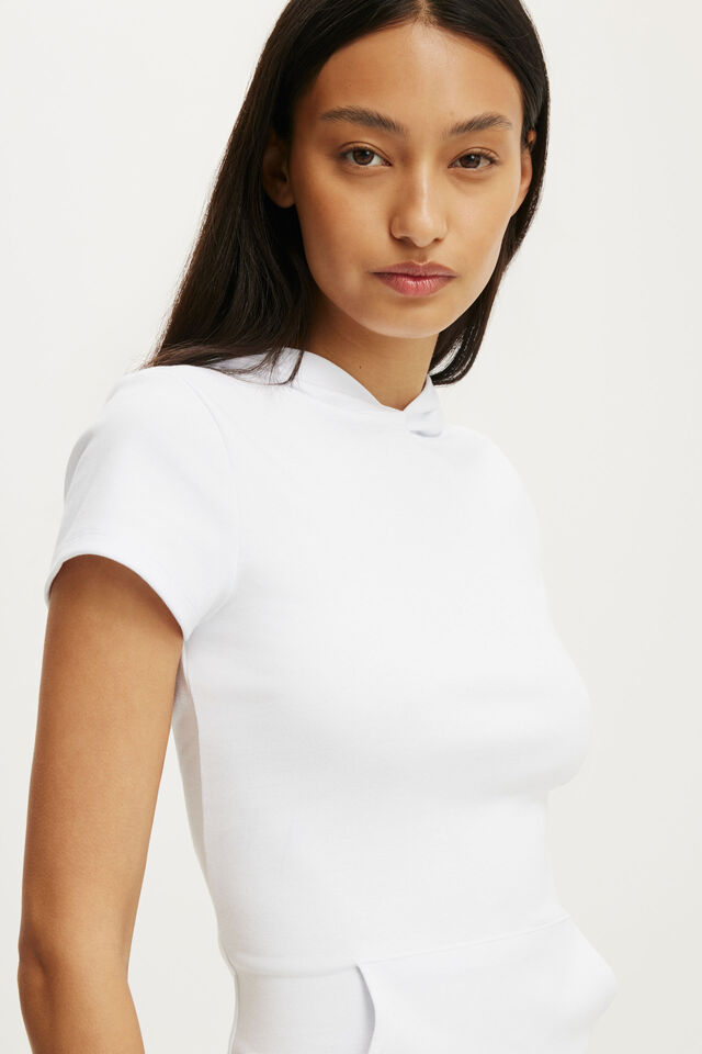 Hooded Short Sleeve, WHITE