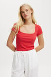 Byron Square Neck Short Sleeve, SCARLET RED - alternate image 1