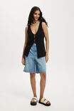 Slub Peekaboo Vest, BLACK - alternate image 2