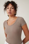 Staple Rib Scoop Neck Short Sleeve Top, RICH TAUPE II - alternate image 4