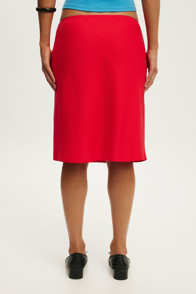 Haven Slip Midi Skirt, RED PETAL
