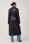 Brooklyn Faux Leather Trench Coat, BLACK - alternate image 3
