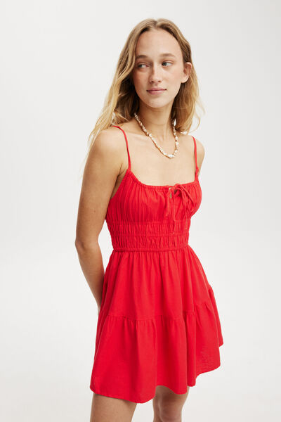 Haven Tiered Mini Dress, SUMMER RED