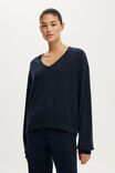 Cashmere Blend V-Neck Knit, SHADOW NAVY - example image 1