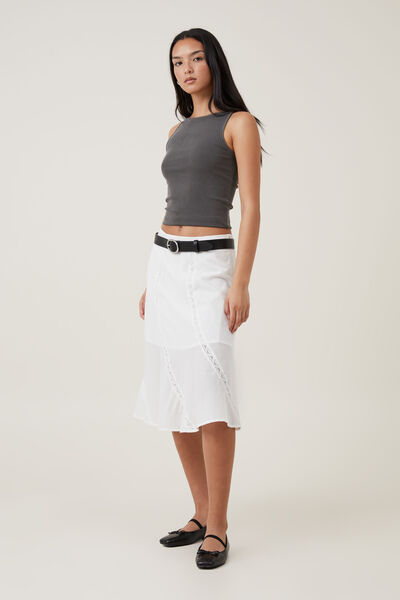 Nova Midi Skirt, WHITE