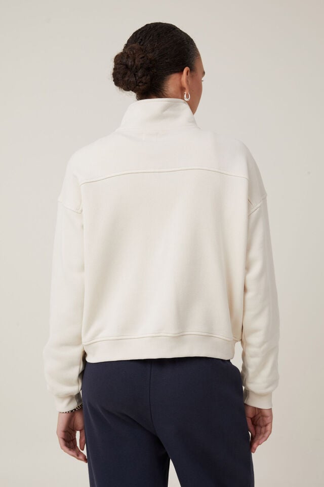 Classic Fleece Half Zip Sweatshirt, COCONUT