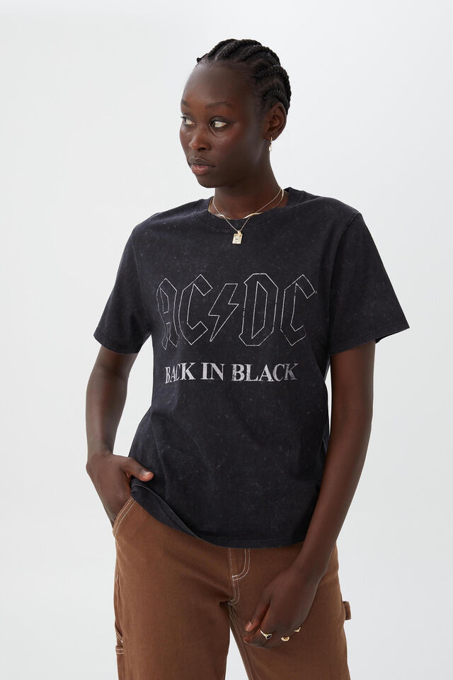 Camiseta - Regular Fit Band Tee, LCN PER ACDC BACK IN BLACK OUTLINE/BLACK