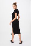 Essential Split Short Sleeve Midi Dress, BLACK - alternate image 4