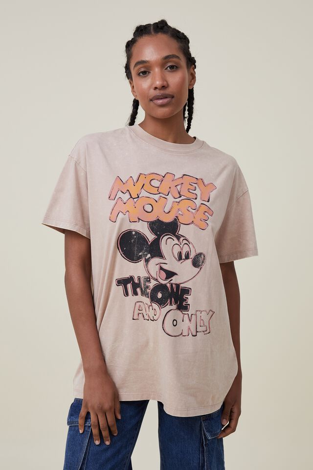 Mickey Oversized Fit Lcn Graphic Tee, LCN DIS MICKEY THE ONE AND ONLY/CHESTNUT