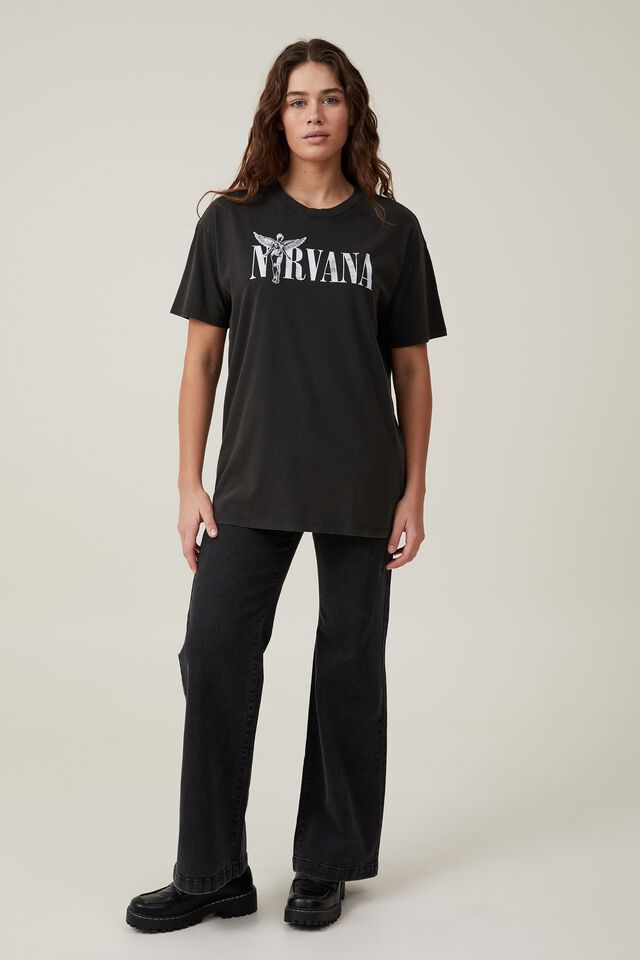 The Oversized Nirvana Tee, LCN MT NIRVANA ANGEL/WASHED BLACK