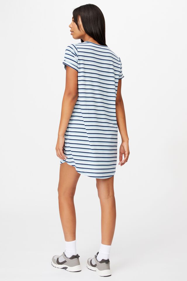Tina Tshirt Dress 2, MOLLY LOLLY STRIPE AUTHENTIC BLUE