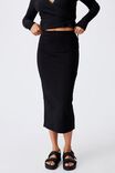 Essential Midi Skirt, BLACK