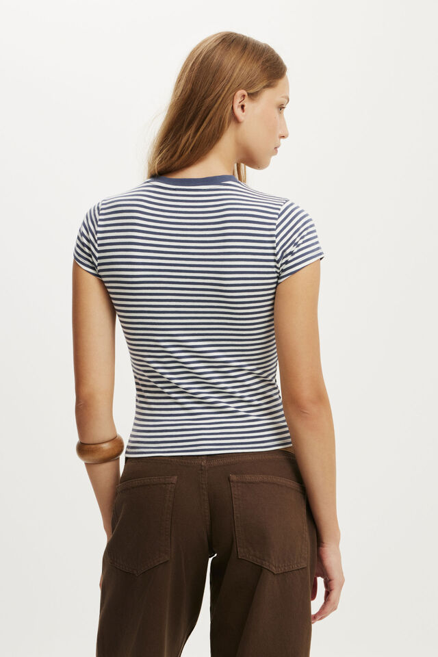 All Day Crew Tee, MADI STRIPE COLLEGIATE NAVY/ VINTAGE WHITE