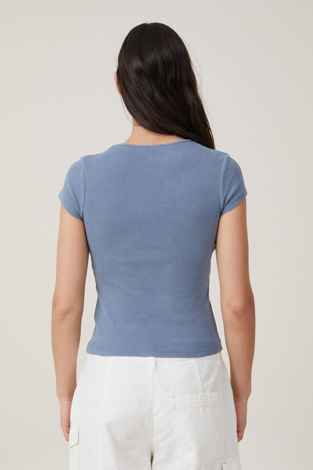 Camiseta - The One Organic Rib Crew Short Sleeve Tee, WASHED ELEMENTAL BLUE
