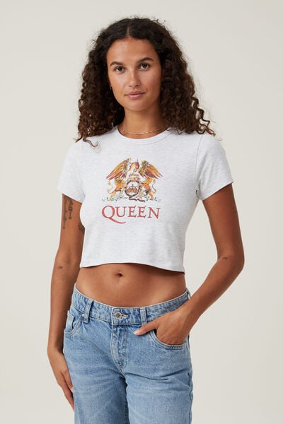 Crop Fit Lcn Graphic Tee, LCN BRA QUEEN/ LIGHT GREY MARLE