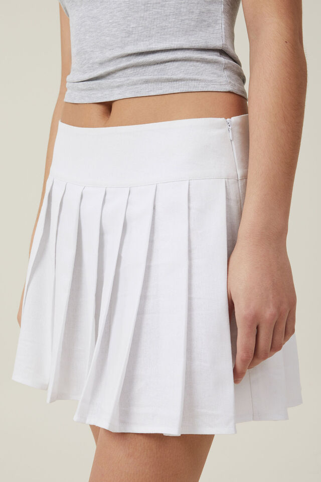 Serena Pleated Mini Skirt, WHITE